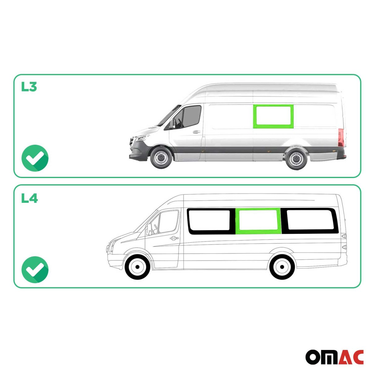 Mercedes Sprinter Middle Side Fixed Glass - Left - Omac - Galaxy - '19-'25
